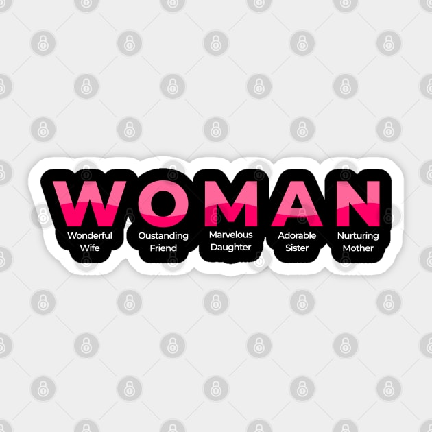 the meaning of every word "WOMAN" Sticker by victorstore